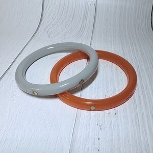 Tangerine and Gray Slim MCM Bangle Set by Splendette Duchess Size